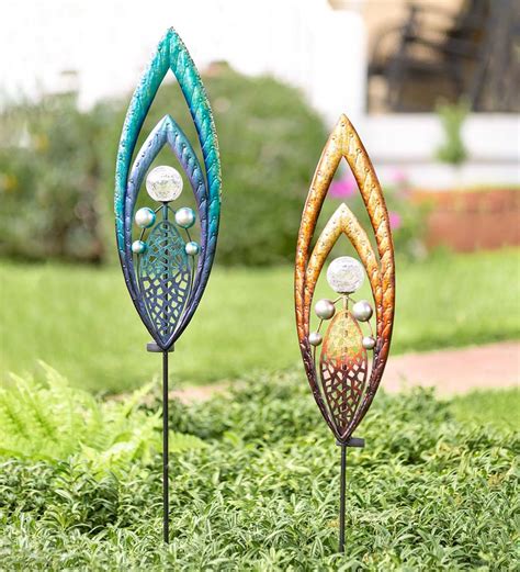 Metal and Glass Solar Spear Garden Stake - Blue | Wind and ...