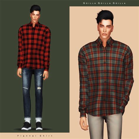 Flannel Shirt Sims 4 Men Clothing Sims 4 Male Clothes Sims 4 Clothing