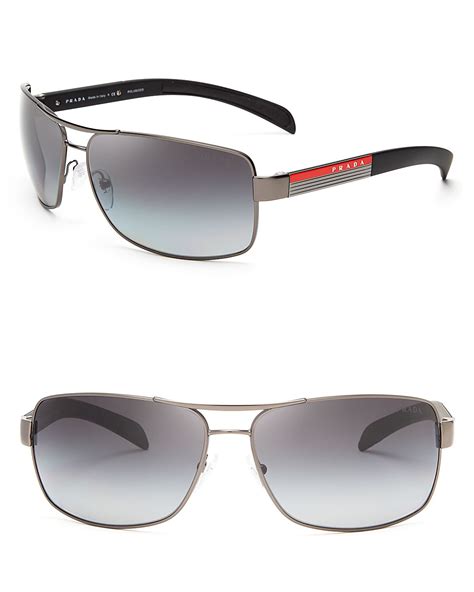 Prada Linea Rossa Mirrored Active Aviator Sunglasses In Gray For Men Lyst