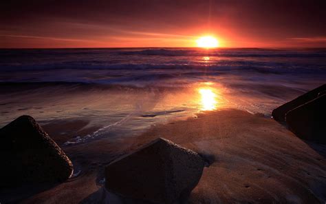 Sunset Ocean Landscapes Nature Beach Sea Wallpaper 2560x1600 11238