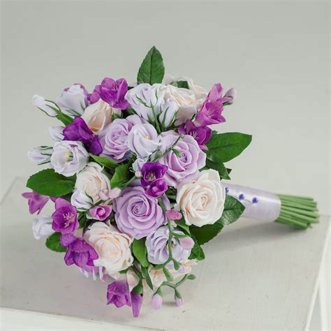 Pink And White Rose Wedding Bouquet Handmade Flowers Oriflowers