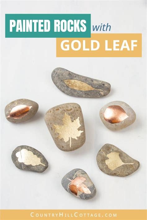 Diy Gold Leaf Painted Rocks Easy Rock Painting Step By