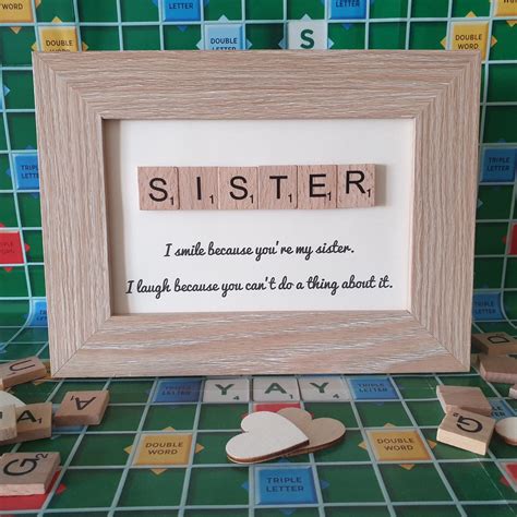 New Sister Frame In My Shop Take A Visit💗 Scrabble Letter Crafts