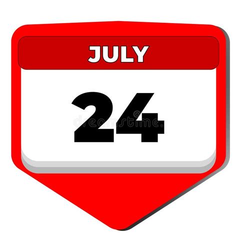 24 July Vector Icon Calendar Day 24 Date Of July Twenty Fourth Day Of