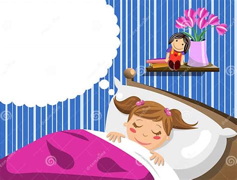 Little Girl Sleeping And Having Dreams Stock Vector Illustration Of