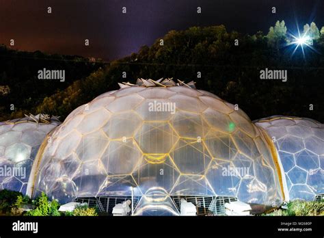 Exterior Shows Of The Eden Project Biomes At Night Bodelva Cornwall
