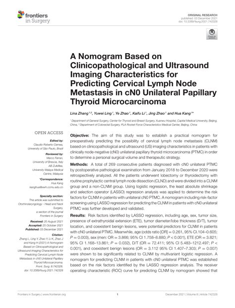 Pdf A Nomogram Based On Clinicopathological And Ultrasound Imaging