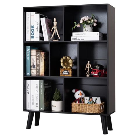 Buy Yaharbo Black Bookshelf3 Tier Modern Bookcase With Legs