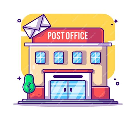 Premium Vector Post Office Building Cartoon Illustration