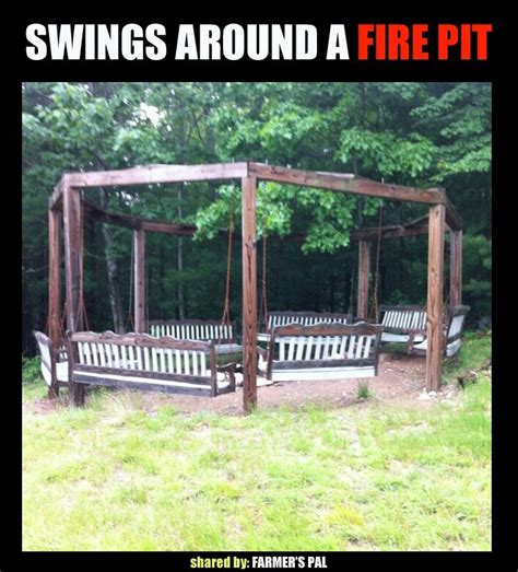 Instead, use that time to build our rustic log benches. Swings around fire pit | Garden Ideas | Pinterest