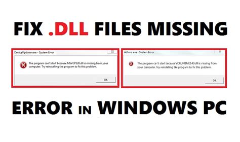 How To Fix All Dll Files Missing Error In Windows 1087 Pc Info Arena