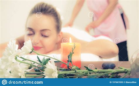 woman gets back massage spa by massage therapist stock image image of herbal acupressure
