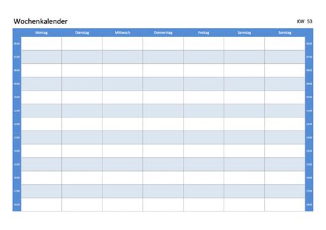 Wochenplan Vorlage Excel Word And Pdf Zum Ausdrucken Gratis
