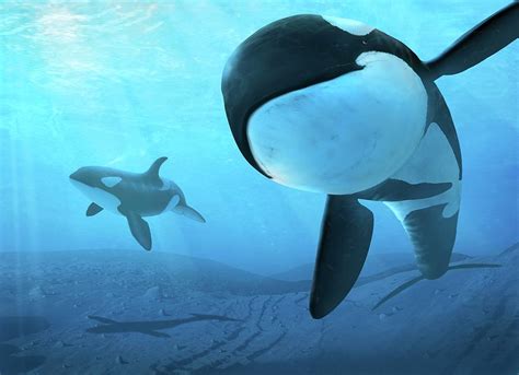 Artwork Of Killer Whales Orcinus Orca Photograph By Mark Garlick