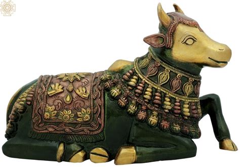 24 Shiva Parivar Seated On Nandi In Brass Handmade Made In India Exotic India Art