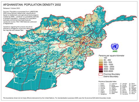 Updated 20 april 2021 | dataset date: Afghanistan: Population Density 2002 - Afghanistan | ReliefWeb