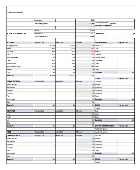 Printable Monthly Budget Template 21 Free Excel Pdf Documents