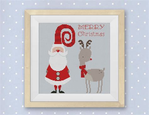 Santa And Reindeer Cross Stitch Pattern