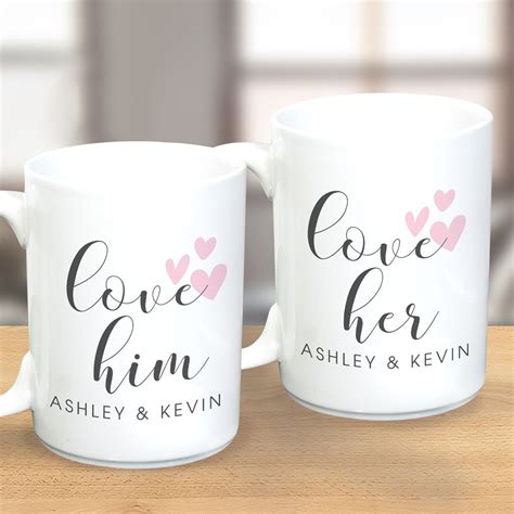Love Him Love Her Personalized Set Of Mugs Tsforyounow