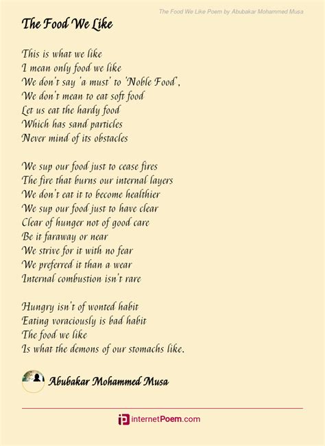 The Food We Like Poem By Abubakar Mohammed Musa