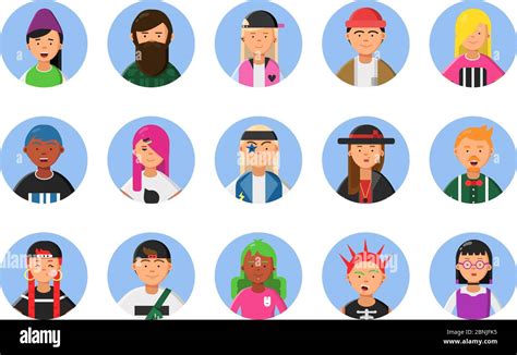 Web Funny Avatars Set Of Different Hipsters Male And Female Stock