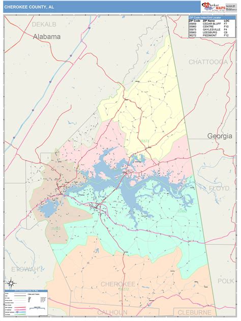 Cherokee County Al Wall Map Color Cast Style By Marketmaps Mapsales