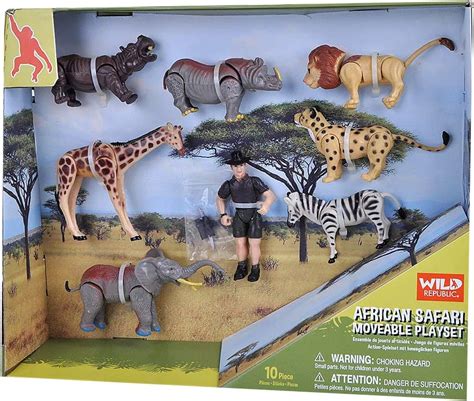 Wild Republic Movable Action Playset Safari Eight Species Of African