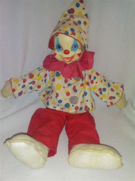 Vintage Gund J Swedlin Stuffed Clown Doll Rubber Face Rare Antique Toy With Hat 1961780481