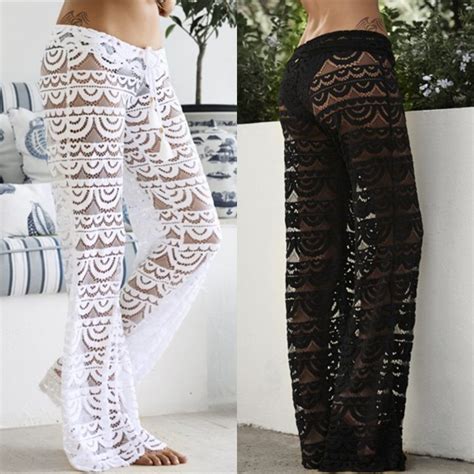 So Cute Black And White Lace See Through Pants Fashion Bathing
