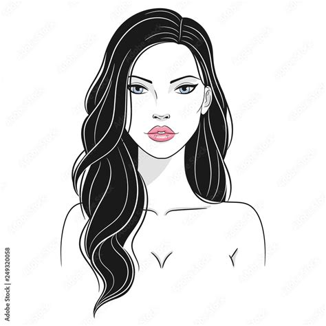 Vector Illustration Of A Beautiful Babe Nude Woman With Long Hair Stock Vector Adobe Stock