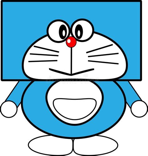 Animation Cute Doraemon With Color Blue And White Stock Vector