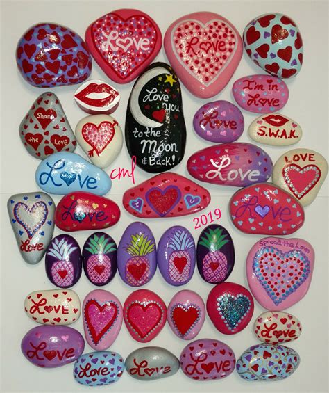 Hand Painted Valentines Day Rocks Stone Art Rock Painting Patterns