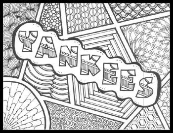New York Yankees Coloring Page Zentangles Good Sub Plan By Ejjaidali