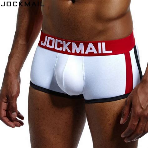 Jockmail Brand Mens Underwear Boxers Sexy Front Push Up Cup Bulge Enhancing Gay Underwear Men