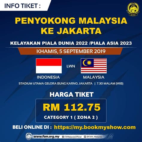 We have found prices from rm 617 if you need a flight within two weeks. Harga Tiket Indonesia vs Malaysia Kelayakan Piala Dunia 5 ...