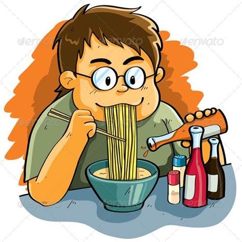 Man Eating Noodles Food Cartoon Cartoon Pics Cartoon Characters