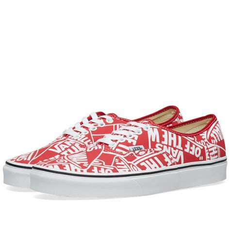 Vans Off The Wall Printed Authentic Otw Repeat Red And True