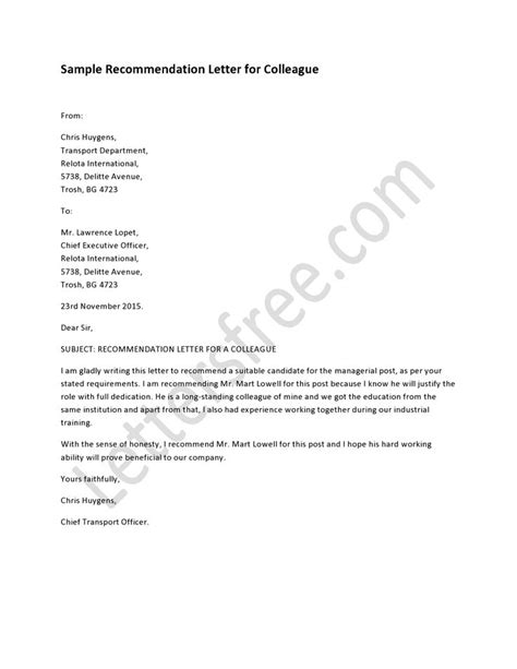 Browse livecareer's professional cover letter examples for inspiration or customize a template to catch the eye of recruiters & hiring managers. Example of Recommendation Letter for Colleague - Sample ...