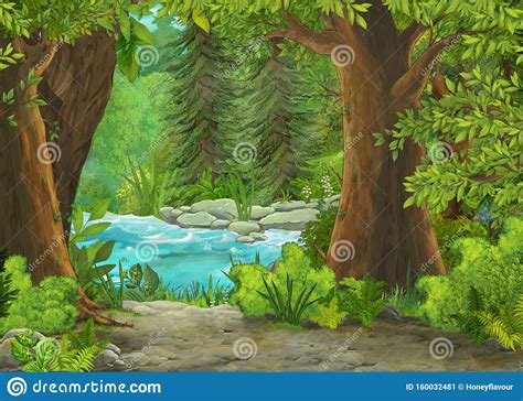 Cartoon Scene In The Forest Nature With Nobody On The Stage ...