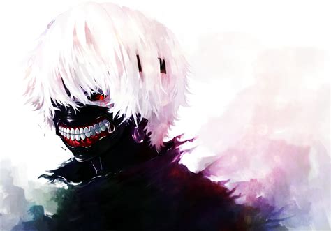 Wallpaper Tokyo Ghoul Kaneki Ken Man Mask Red Eyes White Hair