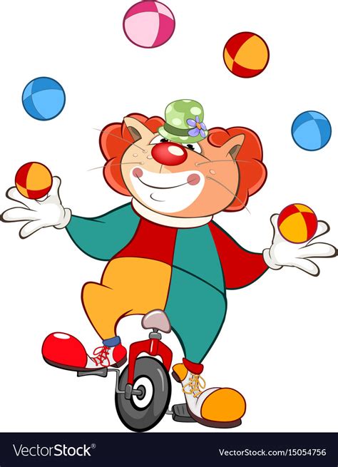 Cute Cat Clown Juggler Cartoon Royalty Free Vector Image