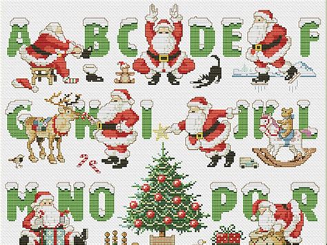 christmas alphabet cross stitch pattern counted letters etsy
