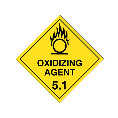 Brady Dangerous Goods Sign Placard Class 5 Oxidizing Agent 5 1