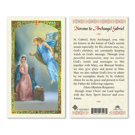 Archangel Gabriel Prayer Card 25pkg English San Francis