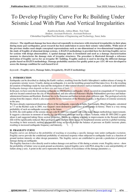 Pdf To Develop Fragility Curve For Rc Building Under Seismic Load