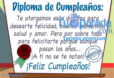 Diploma De Cumpleaños Tarjetas De Diplomas Especiales