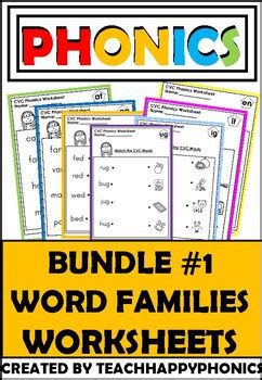 bundle cvc word families worksheet   teachhappyphonics tpt