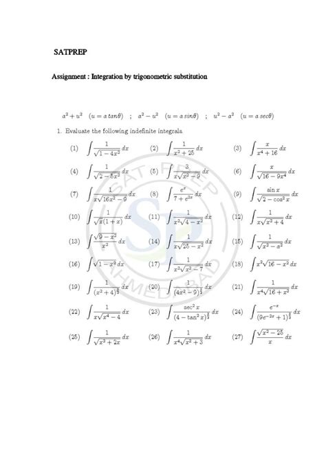 This Post Is About Worksheet Of Integration By Trigonometric