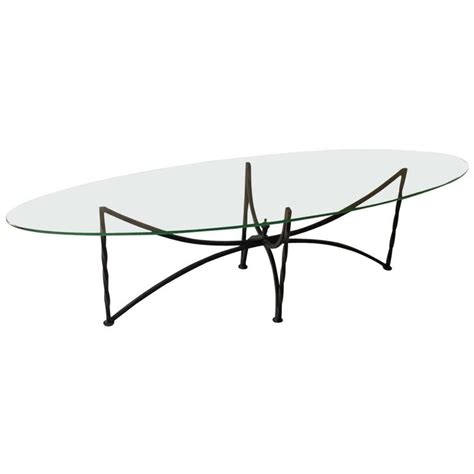 Tiita round end table mental side table nightstand/small iron tables accent coffee table for living room bedroom office small space (small, black). Oval Glass Top Coffee Table with Wrought Iron Base at 1stdibs