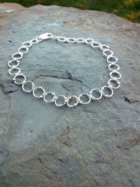 Modern Geometric Sterling Silver Circle Bracelet With Etsy Circle